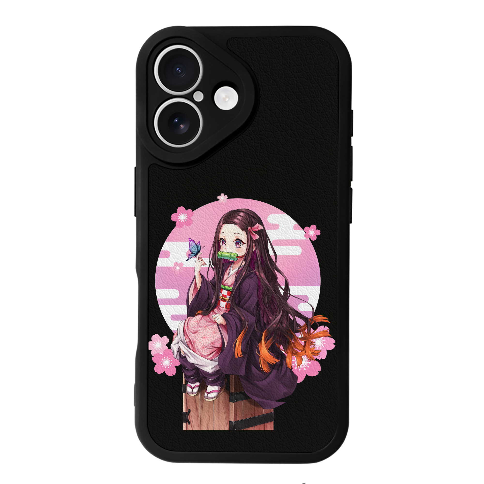 （画像用） 鬼滅の刃（きめつのやいば）竈門 禰󠄀豆子／かまど ねずこ Kamado Nezuko 【iPhone 16シリーズ対応】シリコンスマホケース（レザー調） 材質：シリコン